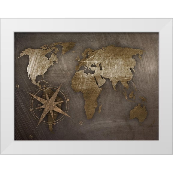 Prime, Marcus 14x12 White Modern Wood Framed Museum Art Print Titled - World Compass