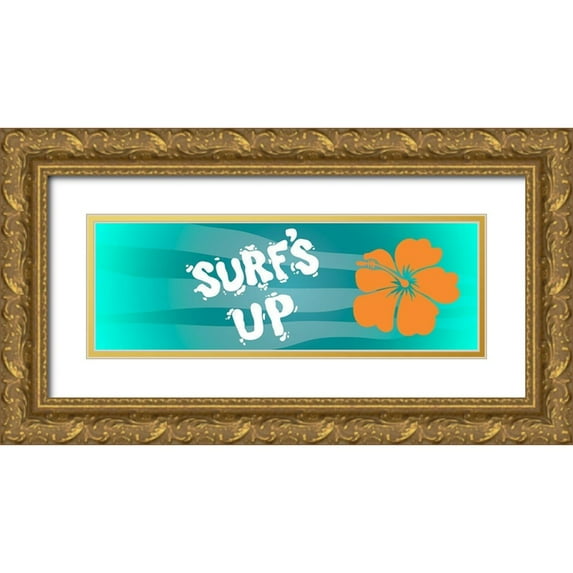 Prime, Marcus 14x7 Gold Ornate Wood Framed with Double Matting Museum Art Print Titled - Surfs Up