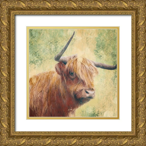 Prime, Marcus 15x15 Gold Ornate Wood Framed with Double Matting Museum Art Print Titled - Furry Bull