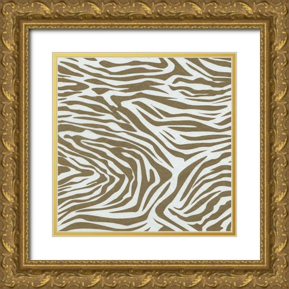 Prime, Marcus 15x15 Gold Ornate Wood Framed with Double Matting Museum Art Print Titled - Golden Zebra 2