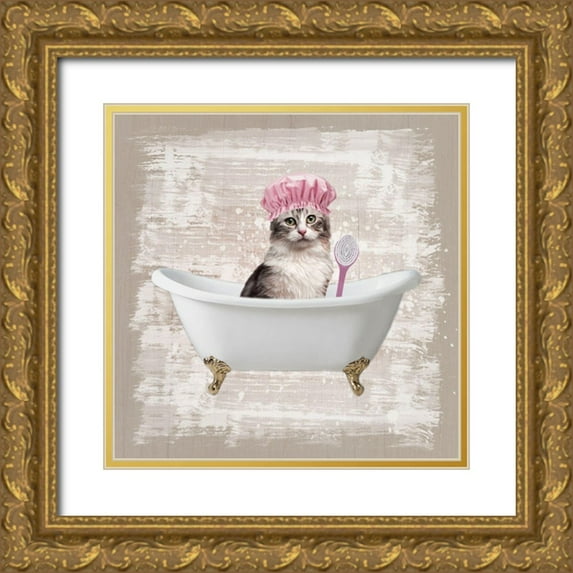 Prime, Marcus 15x15 Gold Ornate Wood Framed with Double Matting Museum Art Print Titled - Kitty Baths 1