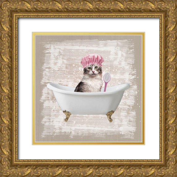 Prime, Marcus 15x15 Gold Ornate Wood Framed with Double Matting Museum Art Print Titled - Kitty Baths 1