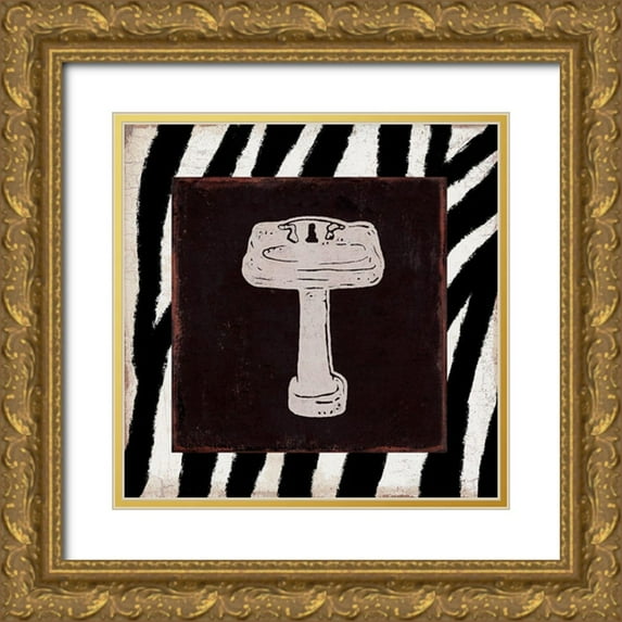Prime, Marcus 15x15 Gold Ornate Wood Framed with Double Matting Museum Art Print Titled - Safari Bath 1