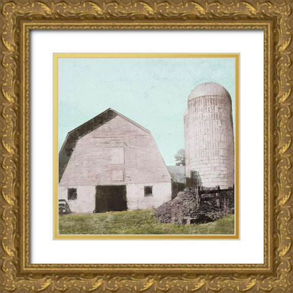 Prime, Marcus 15x15 Gold Ornate Wood Framed with Double Matting Museum Art Print Titled - Spring Silos
