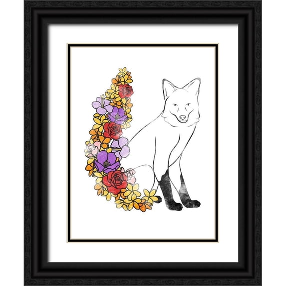 Prime, Marcus 15x18 Black Ornate Wood Framed with Double Matting Museum Art Print Titled - Flower Fox