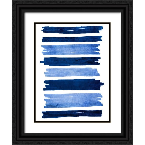 Prime, Marcus 15x18 Black Ornate Wood Framed with Double Matting Museum Art Print Titled - Indigo Rolling Streaks
