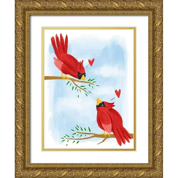 Prime, Marcus 15x18 Gold Ornate Wood Framed with Double Matting Museum Art Print Titled - Love Birds 1