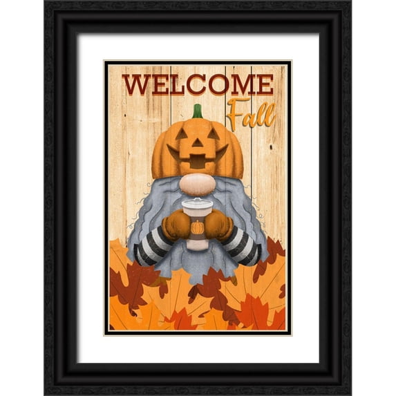 Prime, Marcus 17x24 Black Ornate Wood Framed with Double Matting Museum Art Print Titled - Gnome Welcome Fall