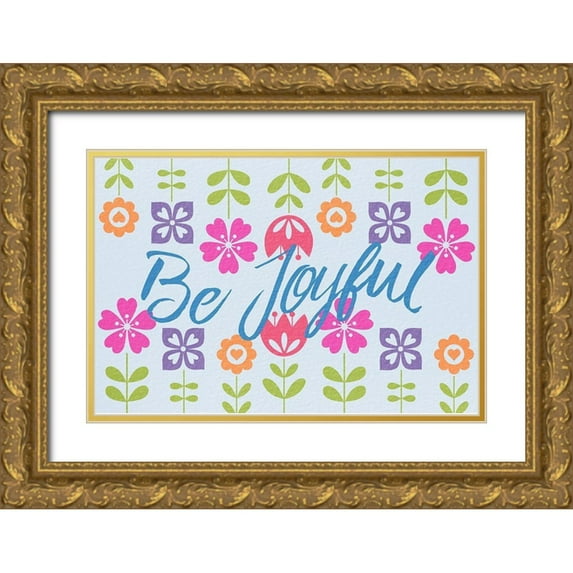 Prime, Marcus 18x13 Gold Ornate Wood Framed with Double Matting Museum Art Print Titled - Joyful Flowers 1