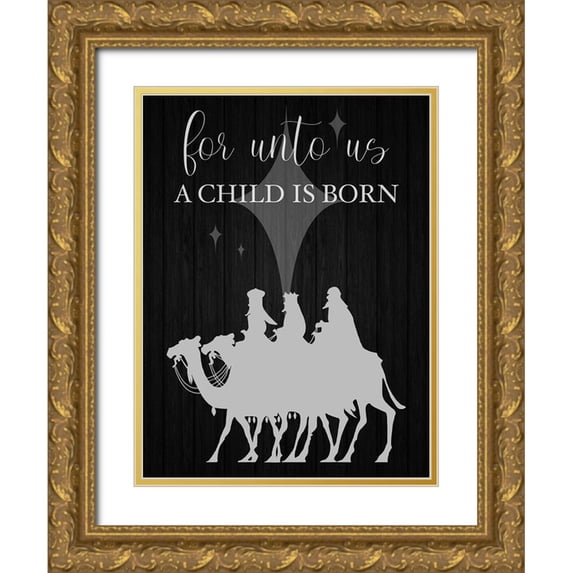 Prime, Marcus 19x24 Gold Ornate Wood Framed with Double Matting Museum Art Print Titled - A Child Is Born