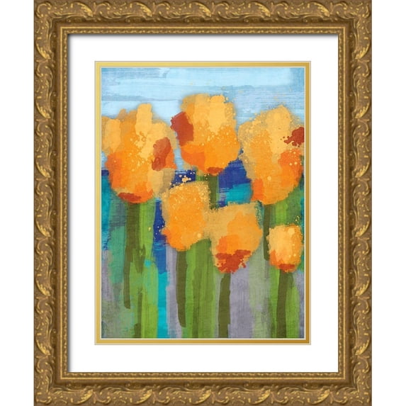 Prime, Marcus 19x24 Gold Ornate Wood Framed with Double Matting Museum Art Print Titled - Blooming Abstracts