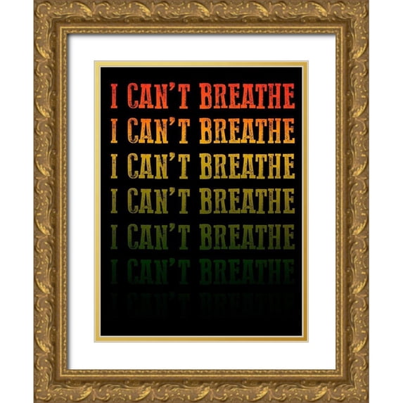 Prime, Marcus 19x24 Gold Ornate Wood Framed with Double Matting Museum Art Print Titled - Cant Breathe 1