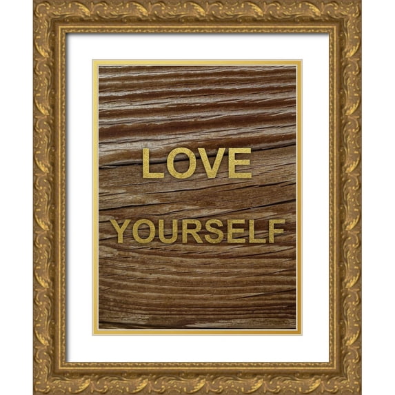 Prime, Marcus 19x24 Gold Ornate Wood Framed with Double Matting Museum Art Print Titled - Love Yourself 1
