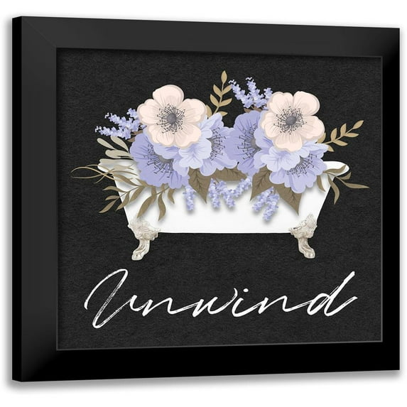 Prime, Marcus 20x20 Black Modern Framed Museum Art Print Titled - Unwind Floral Bath