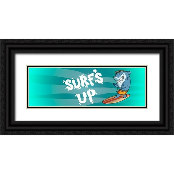 Prime, Marcus 24x11 Black Ornate Wood Framed with Double Matting Museum Art Print Titled - Surfs Up 2