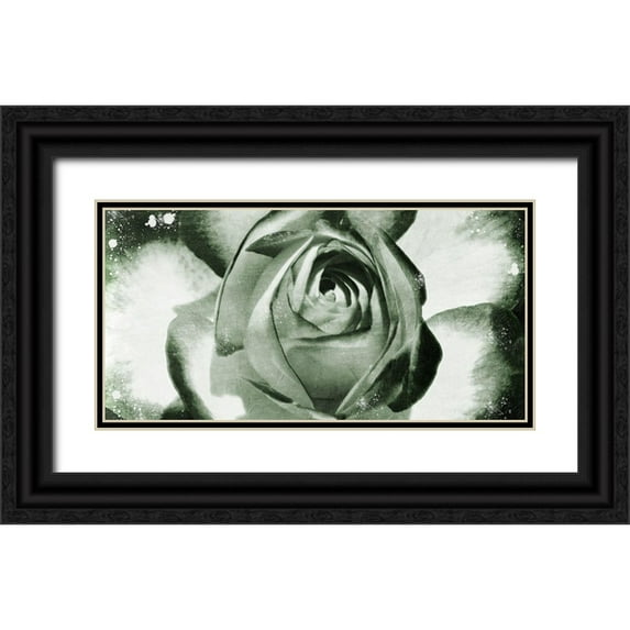Prime, Marcus 24x14 Black Ornate Wood Framed with Double Matting Museum Art Print Titled - Floral Droplets