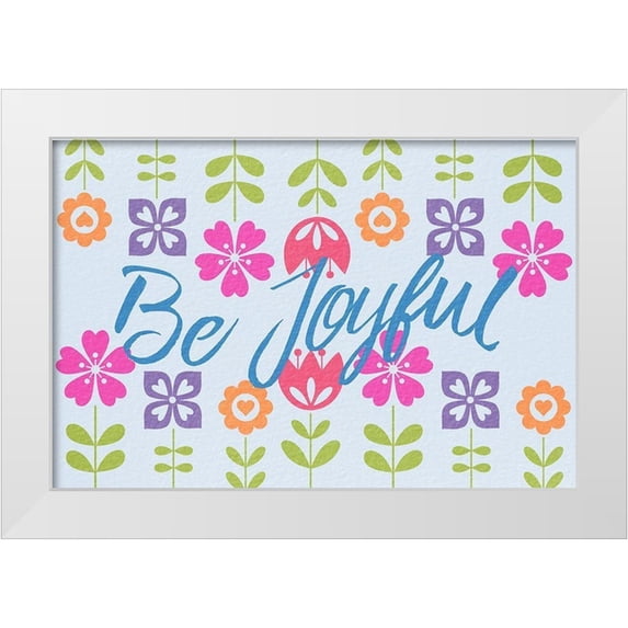 Prime, Marcus 24x17 White Modern Wood Framed Museum Art Print Titled - Joyful Flowers 1