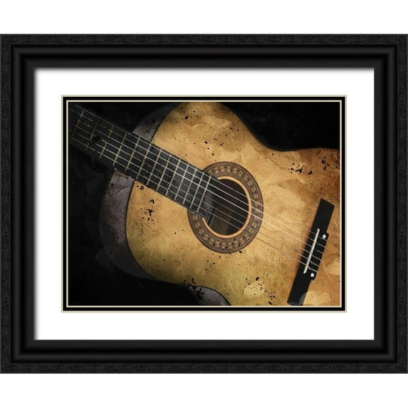 Prime, Marcus 24x19 Black Ornate Wood Framed with Double Matting Museum Art Print Titled - Acoustic Guitar