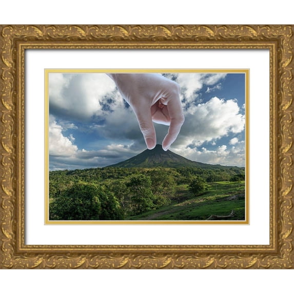 Prime, Marcus 24x19 Gold Ornate Wood Framed with Double Matting Museum Art Print Titled - Piercing Volcano 1