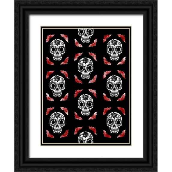 Prime, Marcus 25x32 Black Ornate Wood Framed with Double Matting Museum Art Print Titled - Calavera Walls 2
