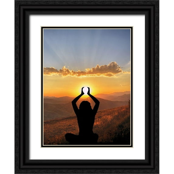 Prime, Marcus 25x32 Black Ornate Wood Framed with Double Matting Museum Art Print Titled - Lifting The Sun 1