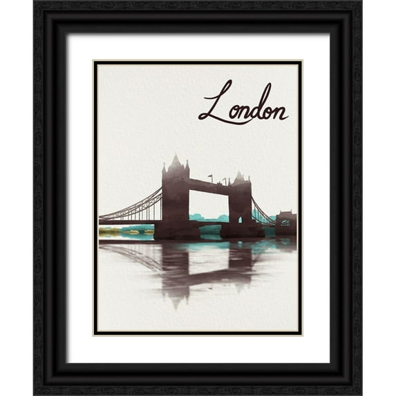 Prime, Marcus 25x32 Black Ornate Wood Framed with Double Matting Museum Art Print Titled - Watercolored London