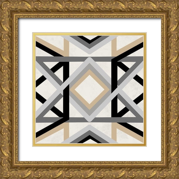 Prime, Marcus 26x26 Gold Ornate Wood Framed with Double Matting Museum Art Print Titled - Desert Textile 1