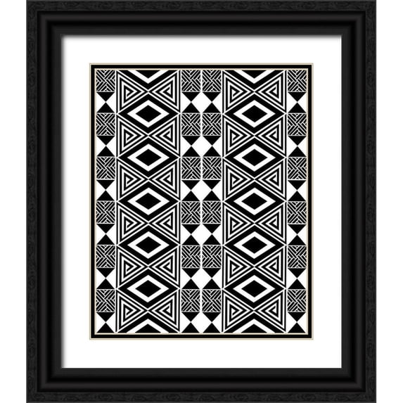 Prime, Marcus 26x32 Black Ornate Wood Framed with Double Matting Museum Art Print Titled - Bogolan Tradition 2