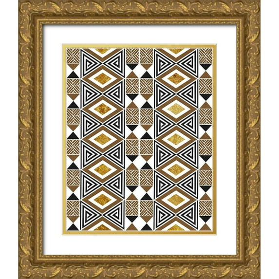 Prime, Marcus 26x32 Gold Ornate Wood Framed with Double Matting Museum Art Print Titled - Bogolan Tradition 4