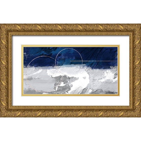 Prime, Marcus 32x18 Gold Ornate Wood Framed with Double Matting Museum Art Print Titled - Indigo Obelisk 1