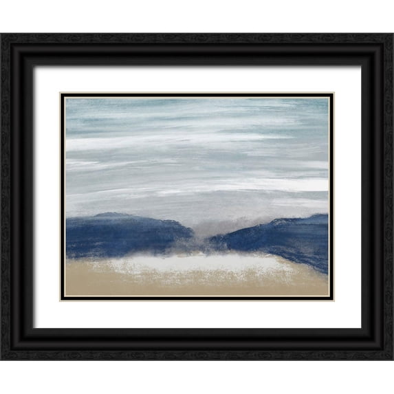 Prime, Marcus 32x25 Black Ornate Wood Framed with Double Matting Museum Art Print Titled - Distant Waves 1