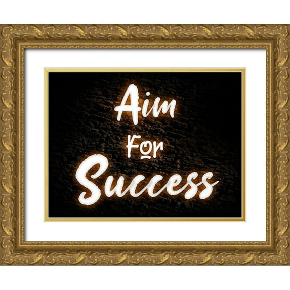 Prime, Marcus 32x25 Gold Ornate Wood Framed with Double Matting Museum Art Print Titled - Aim For Success
