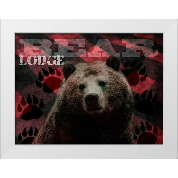 Prime, Marcus 32x25 White Modern Wood Framed Museum Art Print Titled - Flannel Bear Lodge 1