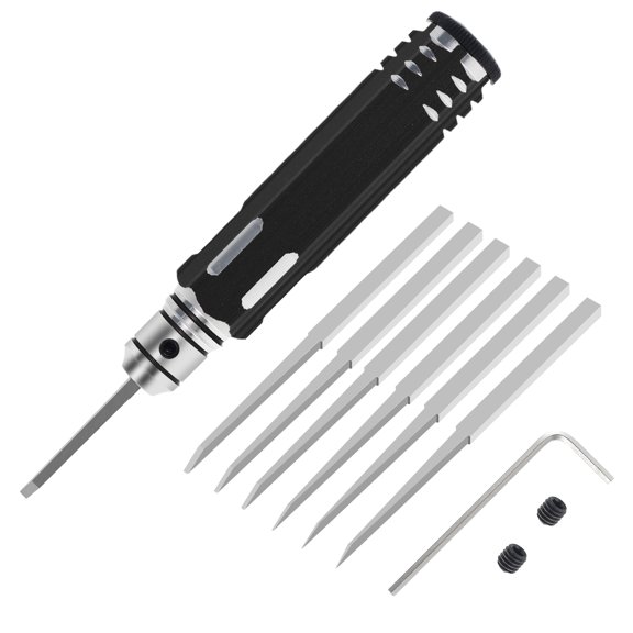 Prime Model Scriber with 7 Blade Tungsten Steel Scribe Line Cutting Tool Chisel Portable Resin Carved Scribe Line Chisel with Anti Slip Handle 0.1/0.2/0.4/0.6/0.8/1.0/2.0 mm for Cutting Line