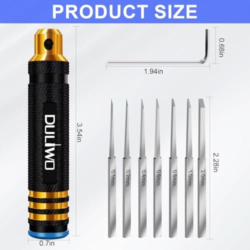 Prime Model Scriber Gundam Resin Carved Scribe Line Hobby Cutting Tool Chisel, Model Chisel with 7 Blades (0.1/0.2/0.4/0.6/0.8/1.0/2.0mm) for Carving Cutting, Panel line, Scale Model(Black)