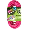 thumbnail image 1 of Prime NS513830 50' 12/3 SJTW Neon Pink Neon Flex Extension Cord, 1 of 3