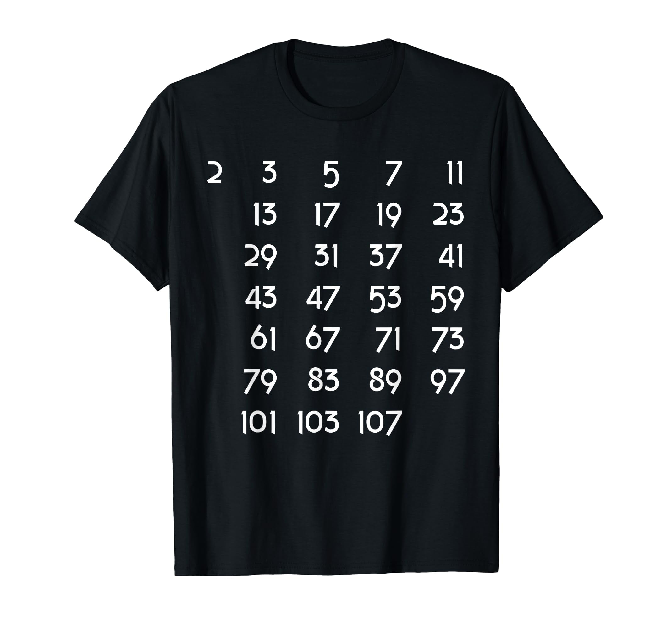 Prime Numbers Chart Tshirt Math Themed Tee