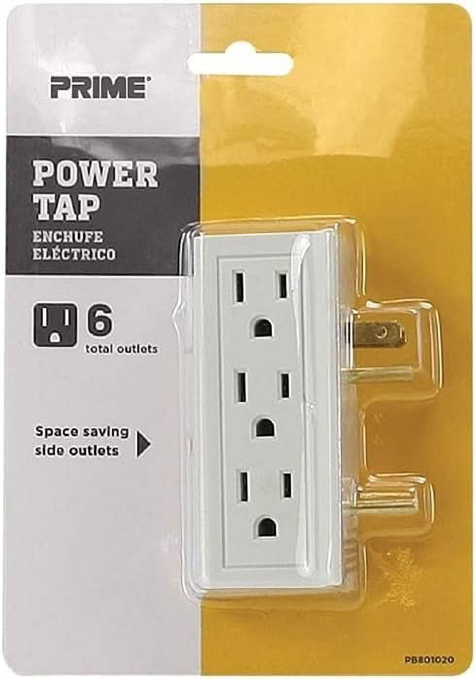 Removeable Powertap Prime PB801020 6 Side-Outlet Space-Saver Power Tap, White - Walmart.com