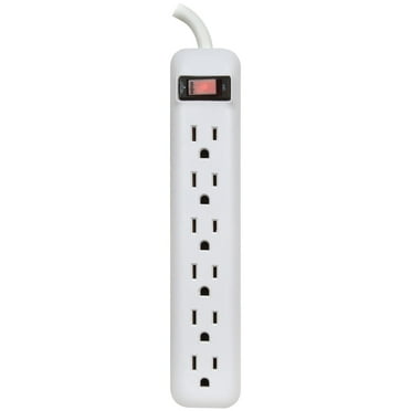 Prime PB801118 6 Outlet White Power Strip with 1.5 ft. Cord
