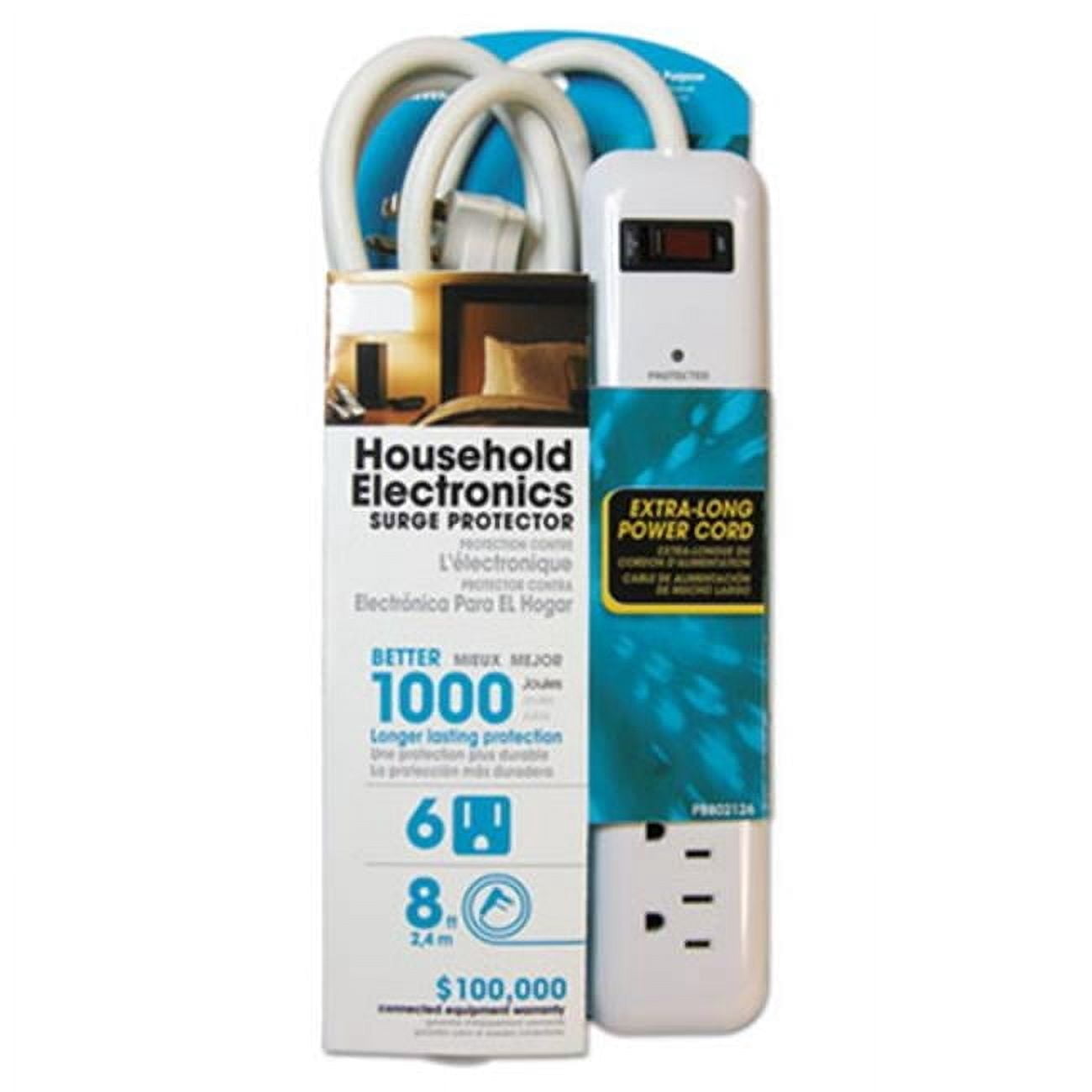 Prime PB802126 Household Electronics 6 Outlets Surge Protectors - White
