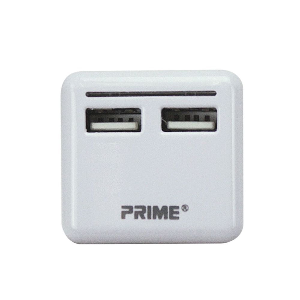 Prime 2 Port Usb Travel Charger With Retractable Plug