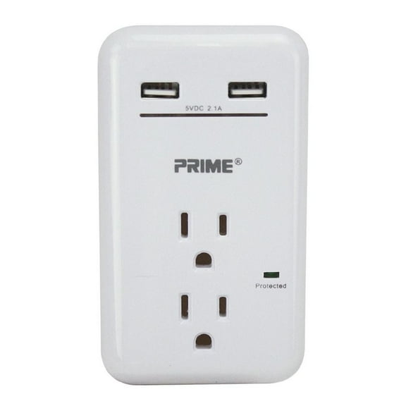 Prime Wire & Cable 2 Power & 2 USB White Wall Charger PBUSB342S