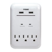 Prime PBUSB343S 125V 3-Outlet & 3.4A 2-USB Charger With Surge Protection