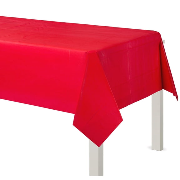 Prime Party Premium Disposable Red Plastic Tablecloth for Rectangle Party Tables, 54" x 108"