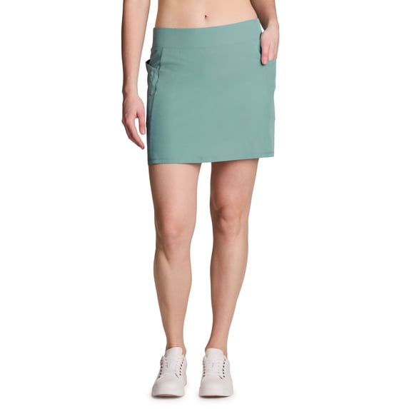 RBX Active Women's Athletic Zipper Pocket Woven Skort With Inner Bike Short
