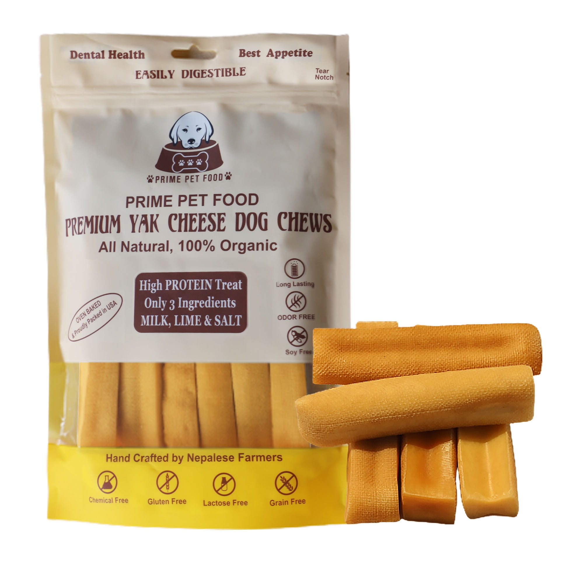 Prime Pet Food Yak Cheese Himalayan Dog Chews Long Lasting 5 Medium