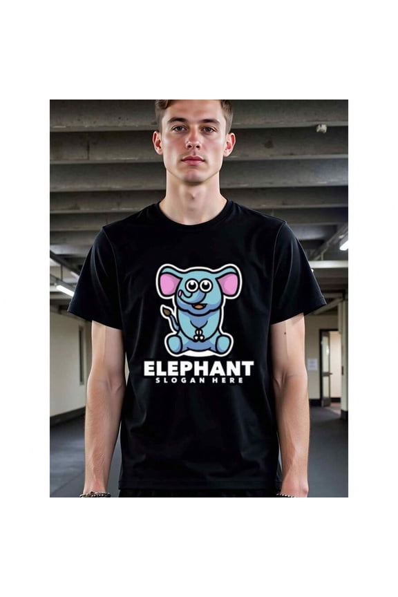 Prime Quality Natee Local Warehouse Permission Elephant Graphic Tee - Fun And Fashiony Design, Man's T-Shirt,100% Cotton Fabric,Crew Neck,Short Sleeve,Regular Fit,All-Season Casual Wear,180gsm-Ideal