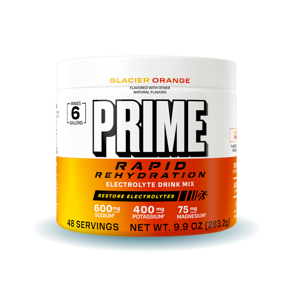 Prime Rapid Rehydration Powder, Glacier Orange, 48 srv, Tub