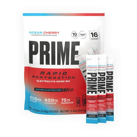 Prime Rapid Rehydration Sticks, Ocean Cherry, 16ct, Bag