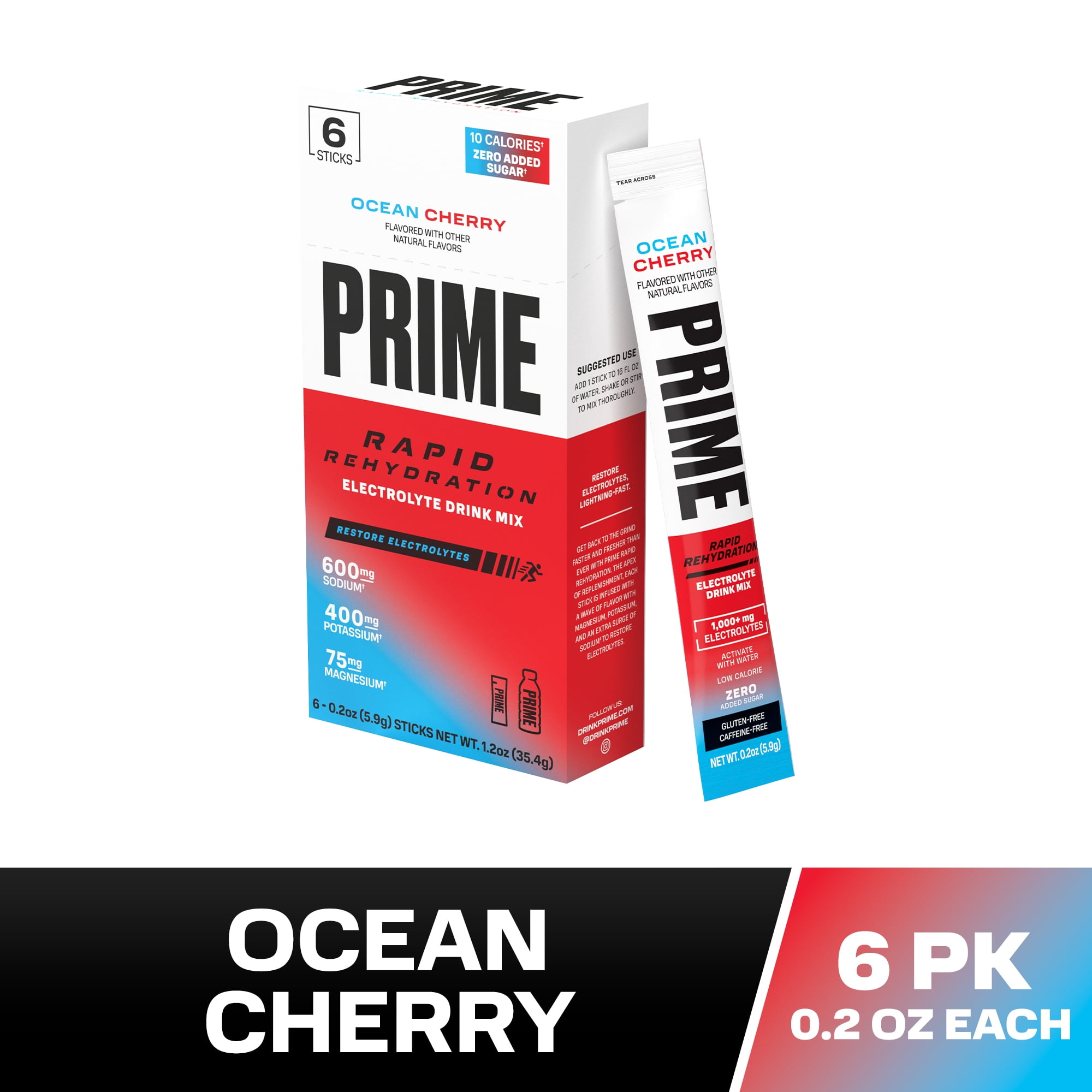 Prime Rapid Rehydration Sticks, Ocean Cherry, 6ct